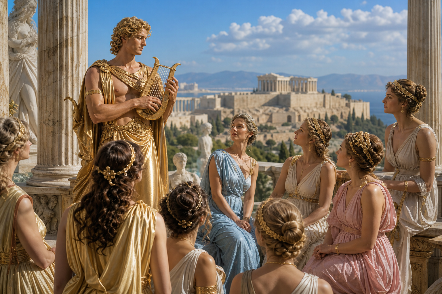 Apollo und die Musen: Die göttliche Quelle der Kunst und des Wissens - History Unlocked